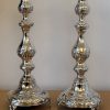 IMG_8621 Pair of tall silver Shabbat candlesticks London 1916 Morris Salkind