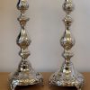 IMG_8622 Pair of tall silver Shabbat candlesticks London 1916 Morris Salkind