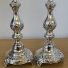 IMG_8627 Pair of tall silver Shabbat candlesticks London 1916 Morris Salkind