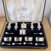 Unusual 16 piece silver cruet set Birmingham 1929