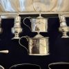 Unusual 16 piece silver cruet set Birmingham 1929