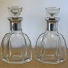 Fabulous pair of French Art Deco silver necked crystal decanters c-1910
