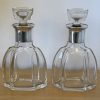 Fabulous pair of French Art Deco silver necked crystal decanters c-1910