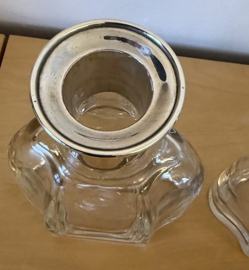Fabulous pair of French Art Deco silver necked crystal decanters c-1910